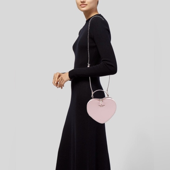 Kate Spade Love Shack Heart Crossbody Bag Chalk Pink Saffiano Leather Rare - Picture 3 of 7